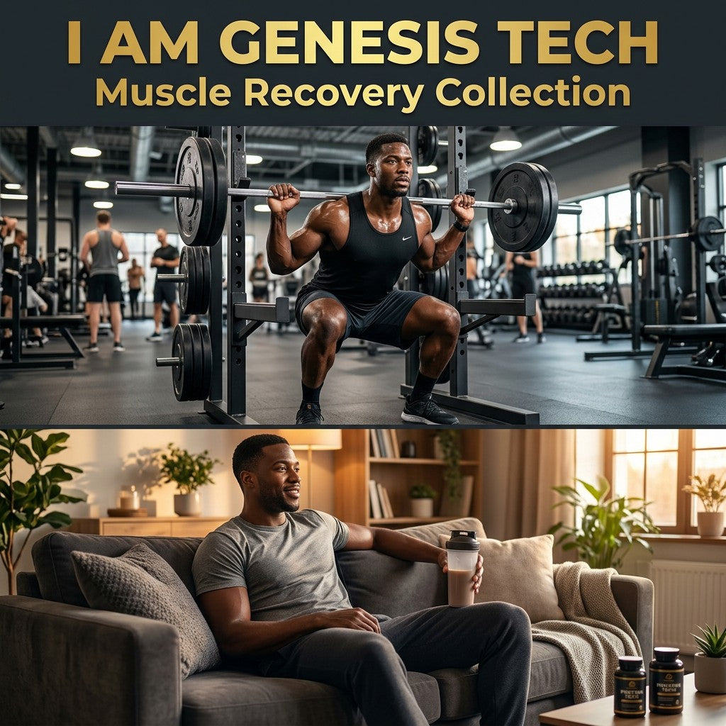 Athlete recovering after training with premium sports nutrition