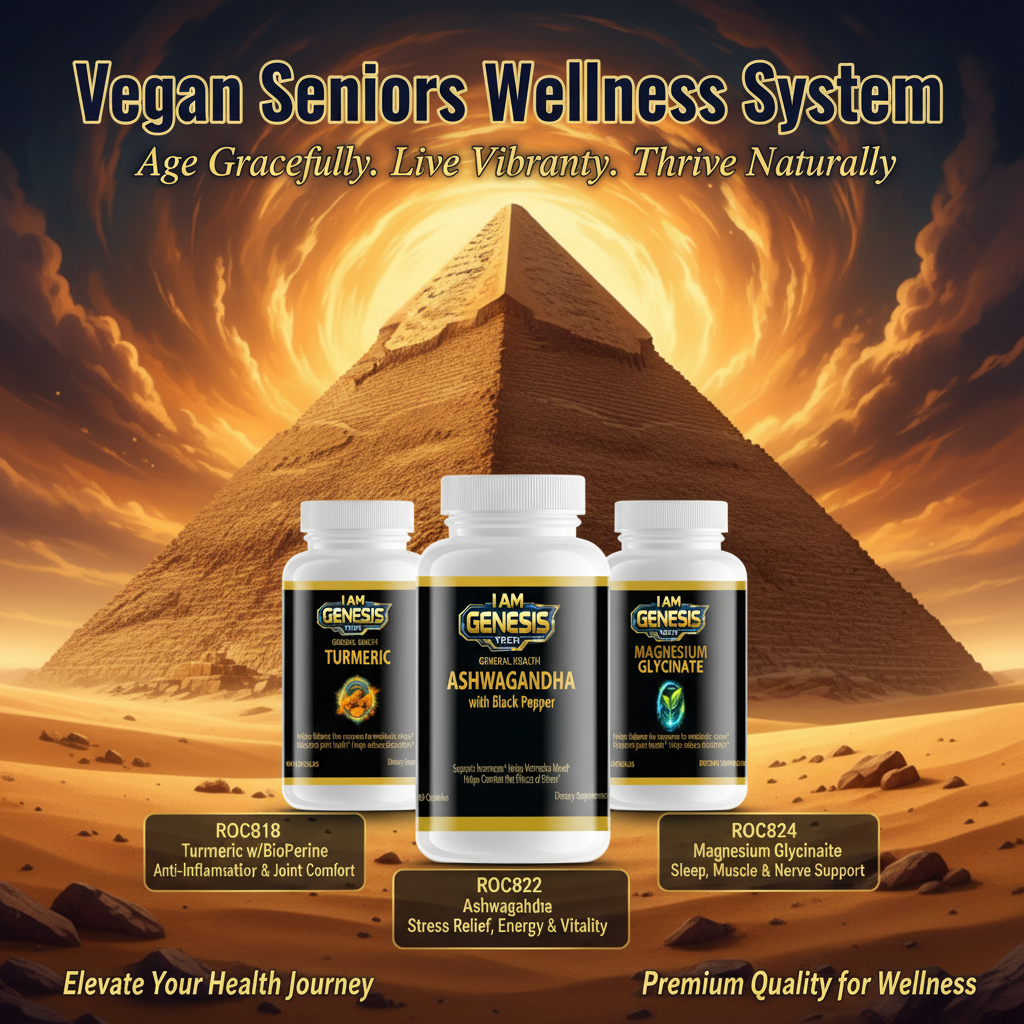 Vegan Seniors Wellness System - Age Gracefully. Live Vibrantly. Thrive Naturally. ROC818, ROC822, ROC824